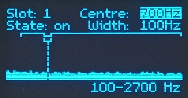 Picture of the Wolfwave's bandstop screen
